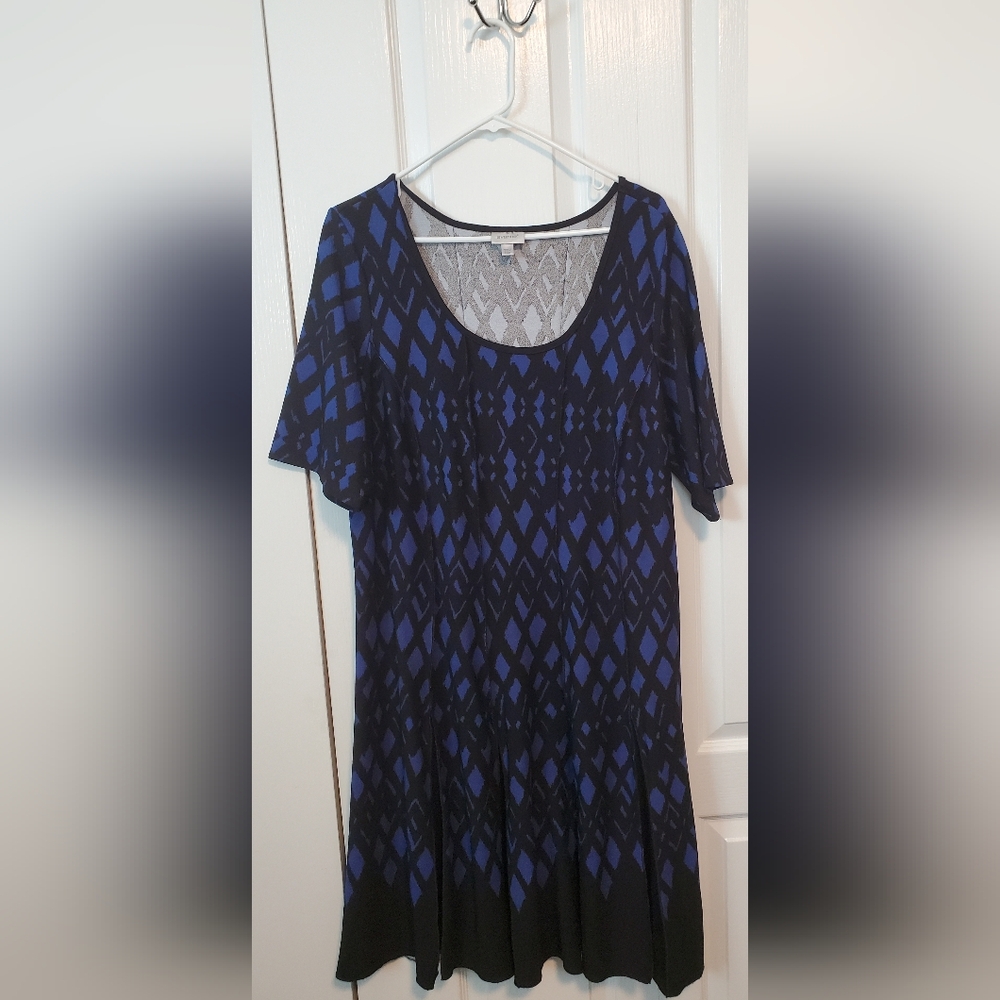 Avenue Blue Diamond Fit and Flare Dress- Size 22/24